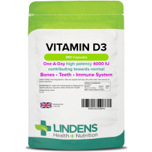Lindens Vitamin D3 4000IU - 360 High Strength Capsules - Supports Healthy Immune System & Calcium Absorption - One-A-Day Capsule - 12 Month Suppl