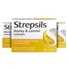 Strepsils Honey and Lemon , 16 Throat Lozenges X 3, 48 Total, Sore Throat Relief, Soothes Throat, Relieves Throat Irritation, Fast