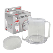 2-Handle Adult Sippy Cup Wide Base Mug with Transparent 2 Style Lids Lightweight Drinking Cup with Easy-to-Grasp Handles for Hot a