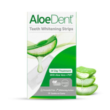 Aloe Dent - Aloe Vera Teeth Whitening Strips - Peroxide Free - Whitening Action & Gentle on Gums - Vegan - 28 Strips - 14 Day Trea
