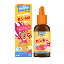 Minadex MinaKIDS D3 & K2 Drops – Delicious Orange Flavoured Supplement with 400 I.U D3, Essential Bone & Immune Support Vitamins f