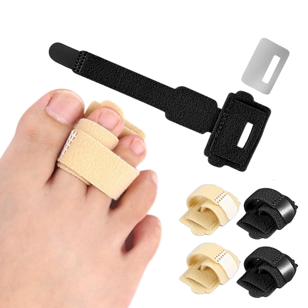 Miiqxx 4Pcs Hammer Toe Straightener With Metal Plate,Fabric Hammer Toe Corrector,Toe Straighteners For Bent Toes,Hammer Toe Splint
