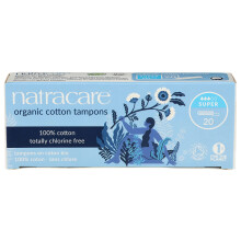 Natracare Organic All Cotton Non-Applicator Tampons Super - 2 x Packs of 20 (40 Tampons)