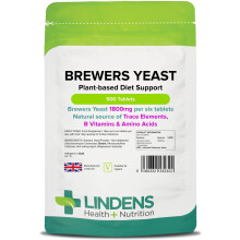 Lindens - Brewers Yeast - 1800mg Daily Intake - 500 Vegan Tablets - UK Made - Natural Vitamins & Micronutrients and Non-Debittered