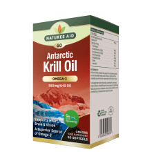 Natures Aid Krill Oil 500mg Capsules – High Omega-3 EPA & DHA to Support Heart, Brain & Vision – High Absorption Phospholipids & A