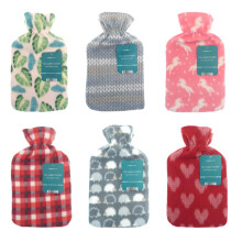 Hot Water Bottle with Soft Fleece Cover Random Design