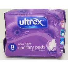 12 X PACKS ULTREX ULTRA NIGHT SANITARY PADS WITH WINGS by Ultrex