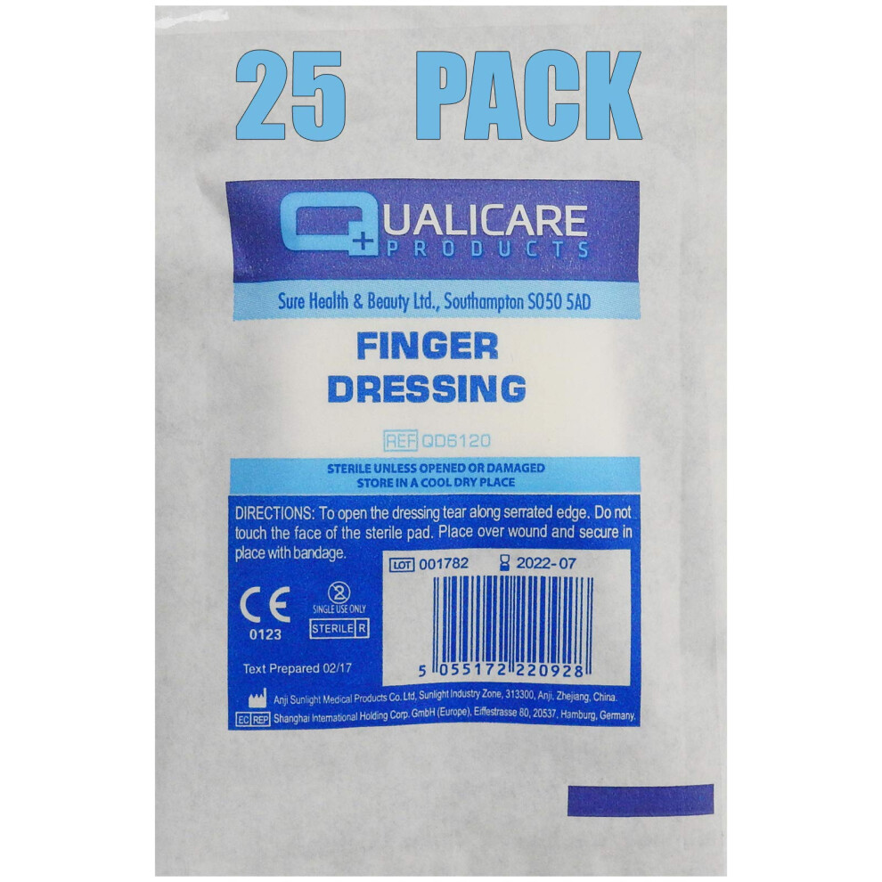 Qualicare 25 Pack Of First Aid Sterile Medical Adhesive Finger Wound Cut Bandage Dressings