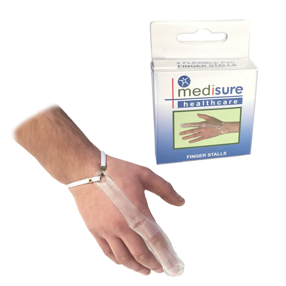 Medisure White Size Large Pair Of Firstaid Premium Adjustable Re-Usable Medical Protective Transparent Pvc Finger Stall