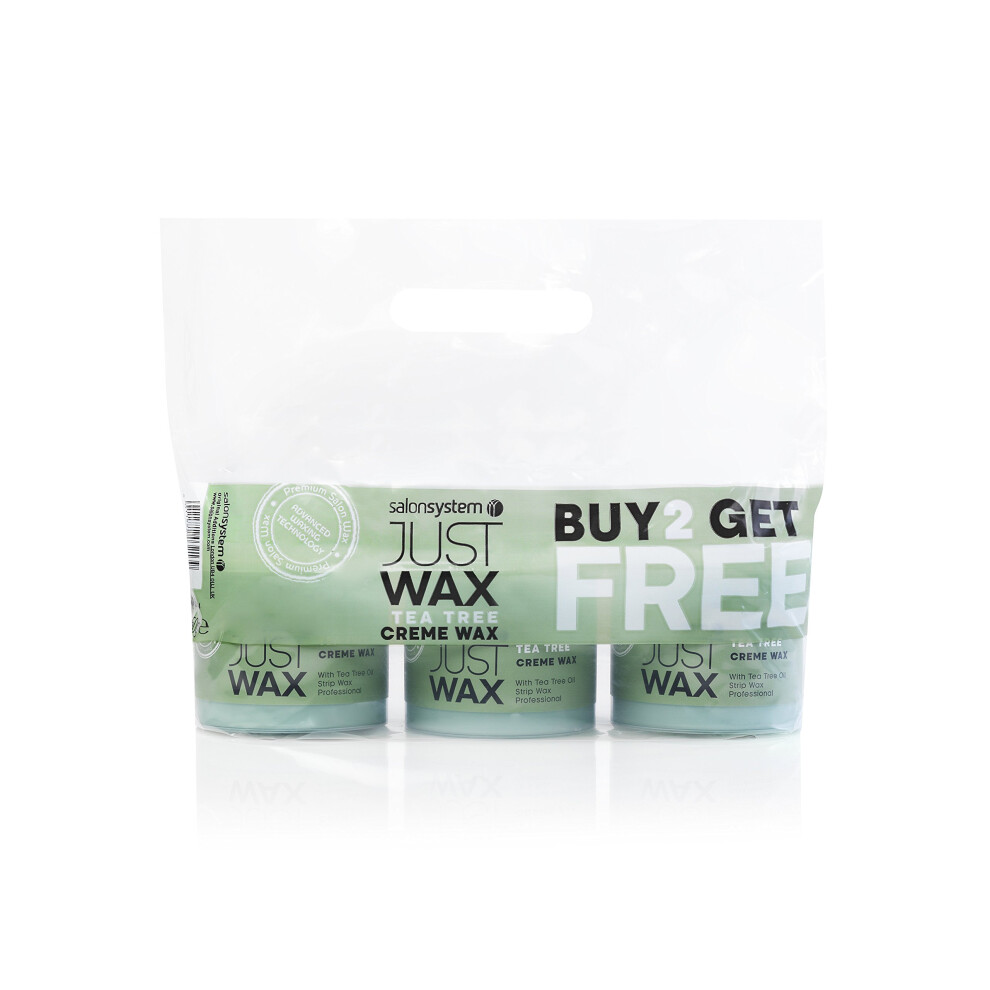 Salon System Just Tea Tree Creme Wax - 3 For 2 And Deo Fine Paper Strips (100)