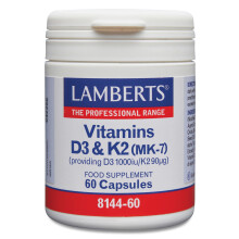 Lamberts Vitamins D3 1000iu & K2 90µg – Bone & Immune Health Support – MK-7 Menaquinone – 60 Vegetarian Capsules