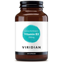 Viridian - High Potency Vitamin B3, 250mg - 30 Caps | Reduce Tiredness & Fatigue | Skin & Nervous System Support | Nicotinamide &