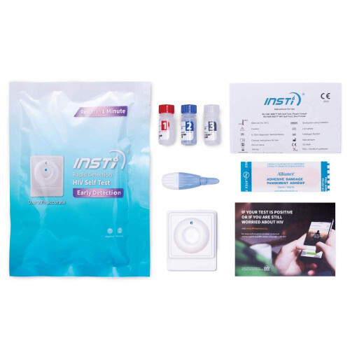 HIV Test Kit Home Testing Instant Results Insti CE Marked Tests 99% Accurate + Alcohol Wipe (1 Test Pack)