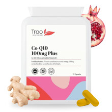 Troo Health Care Co-Enzyme Q10 Supplement (CoQ10) - 100 milligrams 90 Vegetarian Capsules - Naturally Fermented Trans Form for Hig