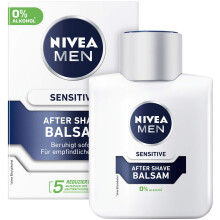 NIVEA MEN Sensitive After Shave Balm 1 Pack (1 x 100 ml) Soothing After Shave Skin Care with Chamomile and Vitamin E