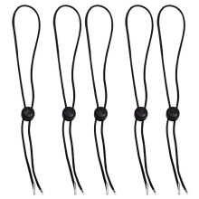Hat Chin Cord, Black Flexible Removable Hat Chin Strap with Spring Loaded Stop Cord Lock,Pack of 5