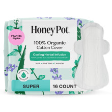 The Honey Pot Company, Organic Super Herbal-Infused Pads with Wings, 16 Count