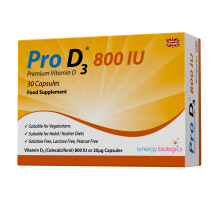 Pro D3 800 IU Capsules | Premium Vitamin D3 | 30 Capsules | Gelatine Free, Lactose Free, Dairy Free, Nut Free | Suitable for Veget