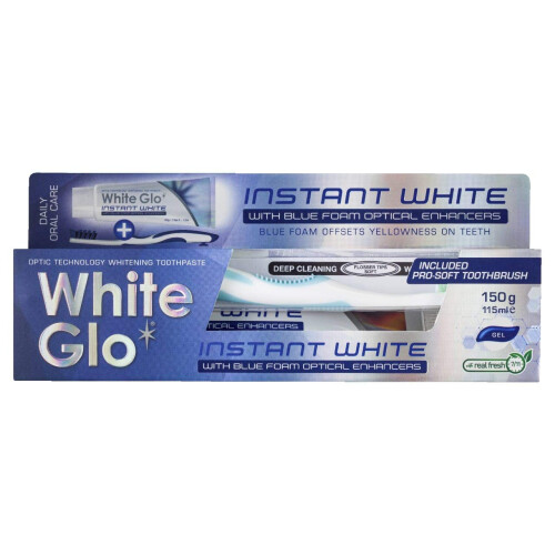 White Glo Instant White Optic Technology Whitening Toothpaste + Toothbrush 1