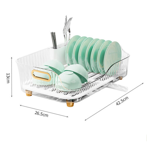 Transparent Plastic Dish Drying Rack for Plates, Bowls, & Utensils 1