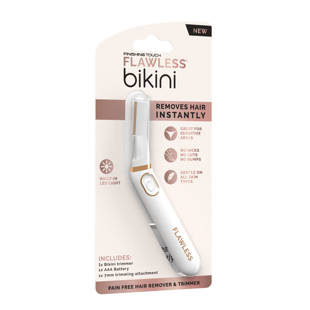 Flawless Finishing Touch Bikini Trimmer & Hair Remover, Bikini Shaver & Pubic Hair Trimmer For Women, Dry Use Intimate Razor, Painless Bikini Line Ha