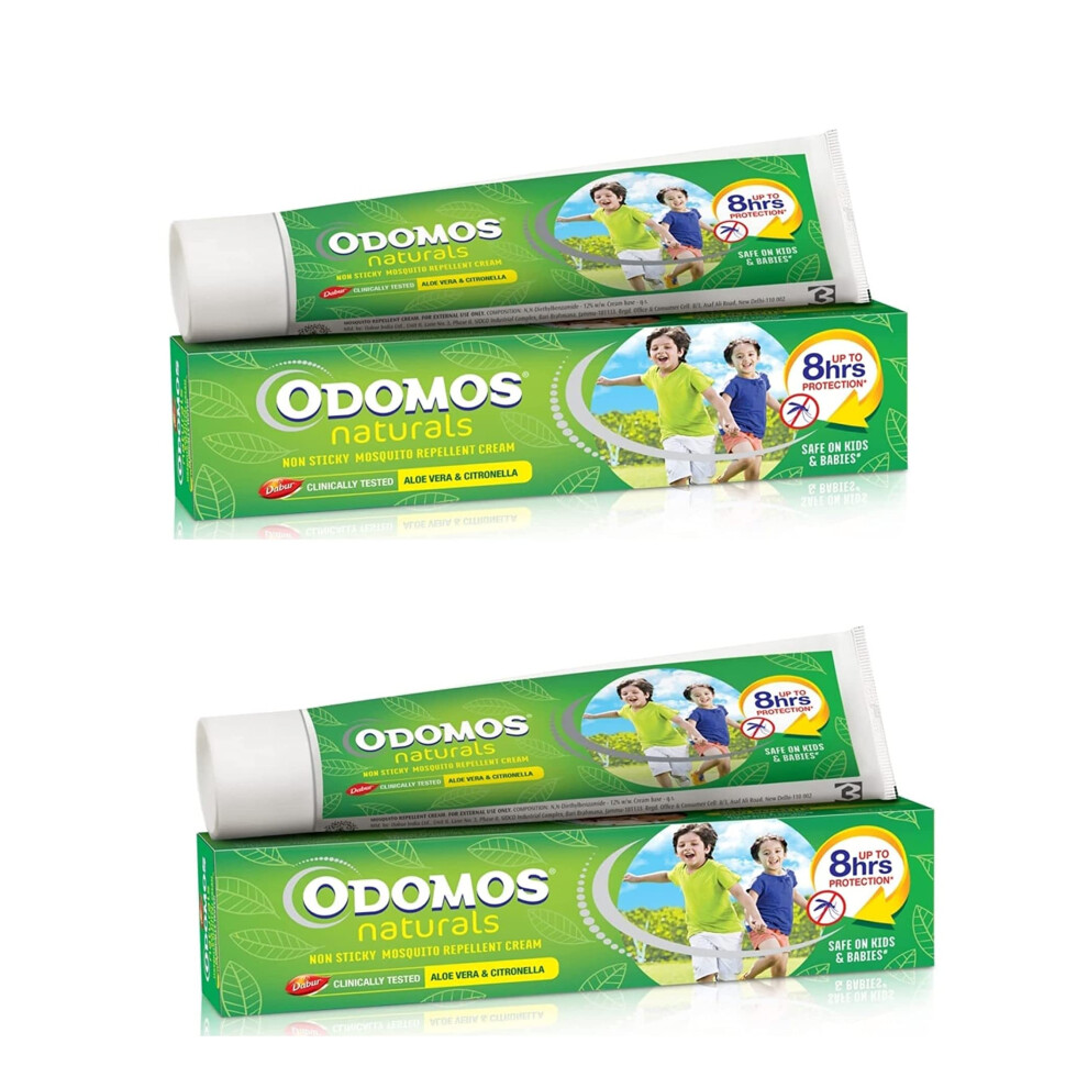 Dmg Select Cream Odomos Naturals Non-Sticky Mosquito Repellent | Aloevera + Citronella | Pack Of 2 | 100G Each