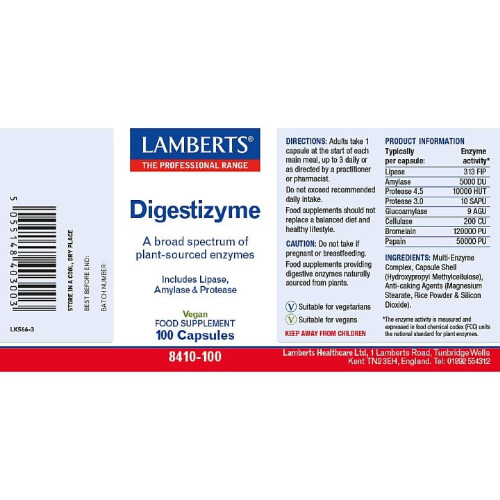 Lamberts Lamberts Digestizyme 100 Capsules by Lamberts 1