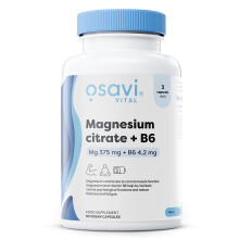 Osavi Magnesium Citrate + B6, 375 mg + 4.2 mg – 90 Vegan Capsules | Supports Energy, Muscle Function & Nervous System | Magnesium