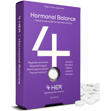4 HER Hormonal Balance for Women - 60 Vegan Tablets - with Damiana, Ginseng, Saffron & Vitamin B6 - Hormone Balance for Women, Red