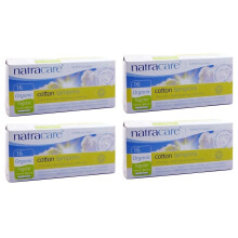 Natracare Organic Applicator Tampons Regular - 100% Cotton with Biodegradable Cardboard Applicator, 4 x 16 Tampons (64 tampons Tot