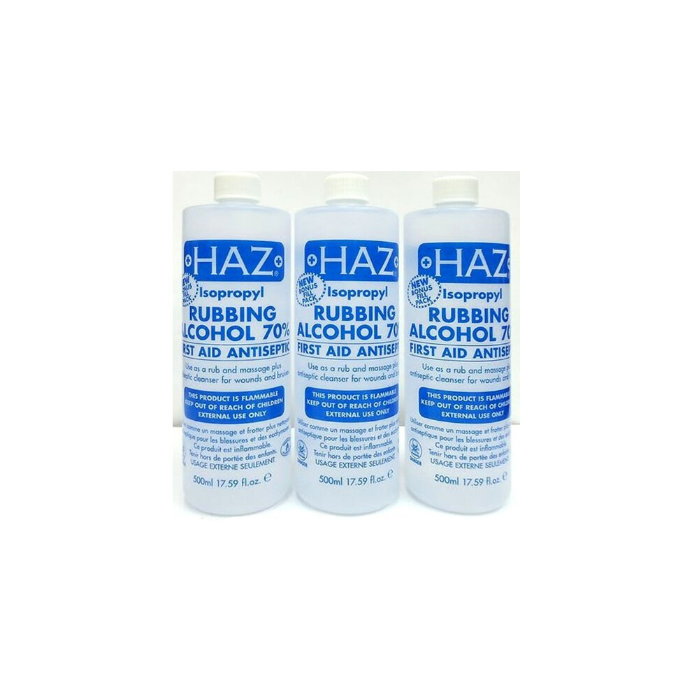 Haz 500 Ml Isopropyl Rubbing Alcohol First Aid Antiseptic - Pack Of 3