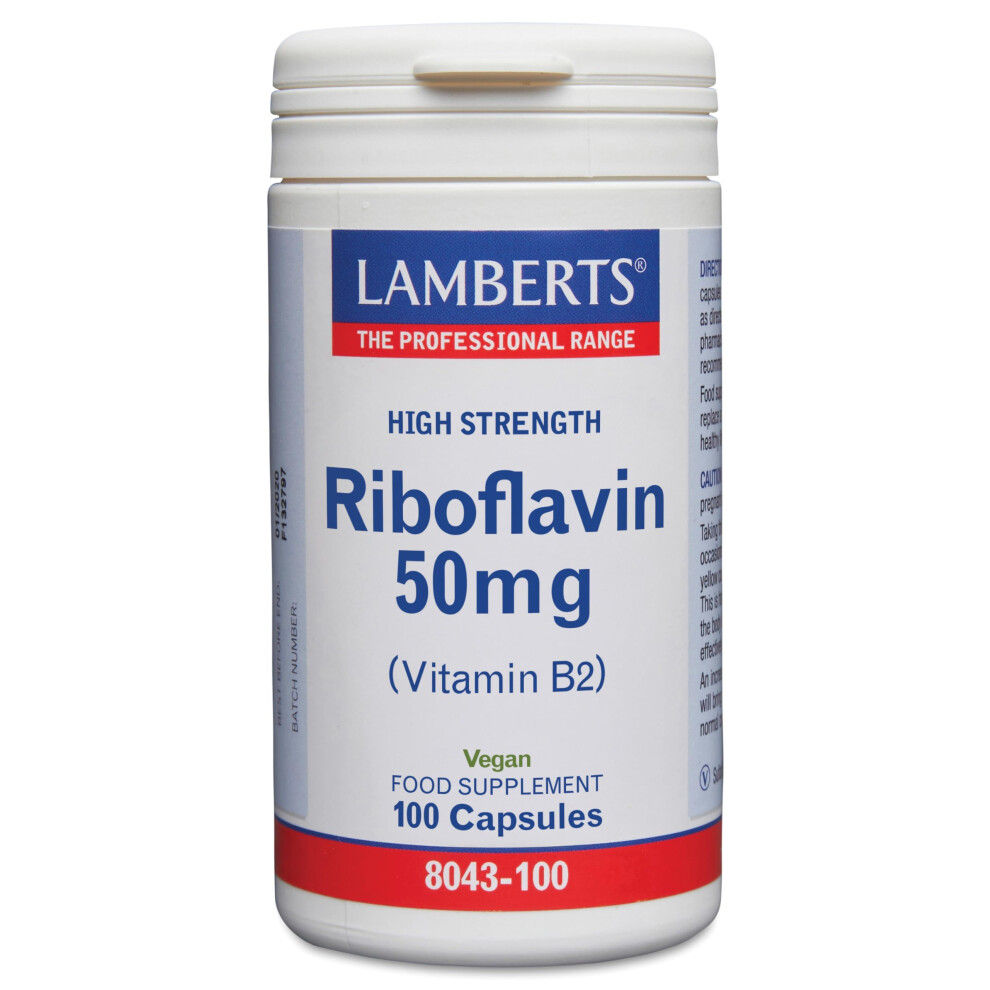 Lamberts Riboflavin 50Mg Capsules – High Strength Vitamin B2 – 100 Vegan Capsules