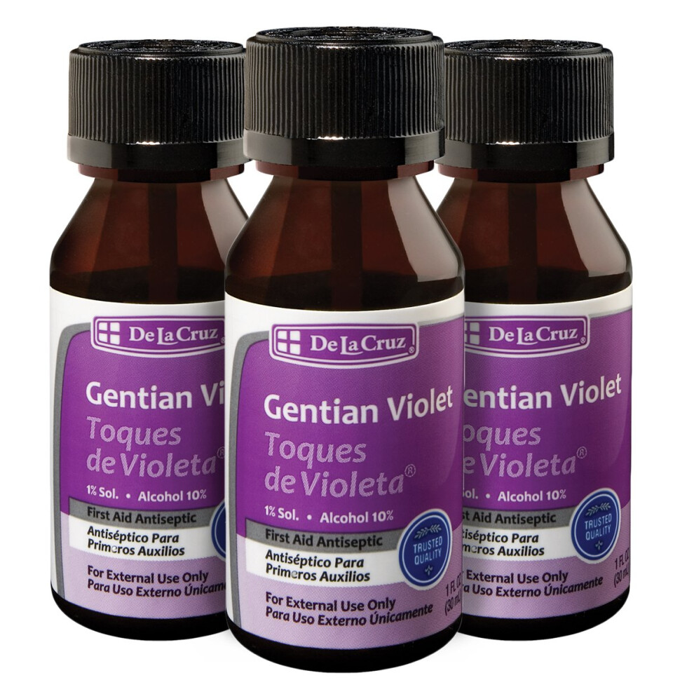 De La Cruz Gentian Violet First Aid Antiseptic Liquid 1 Oz (Pack Of 3)