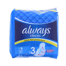 Always - Always Classic Night (Size 3) Sanitary Napkins with Wings - 8 Count (Pack of 1)
