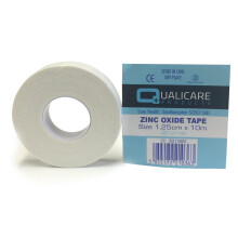 Qualicare 1 ROLL OF 1.25CM x 10M WHITE ADHESIVE DURABLE MEDICAL BINDING SPORTS ZINC OXIDE INJURY SUPPORT STRAPPING TAPE