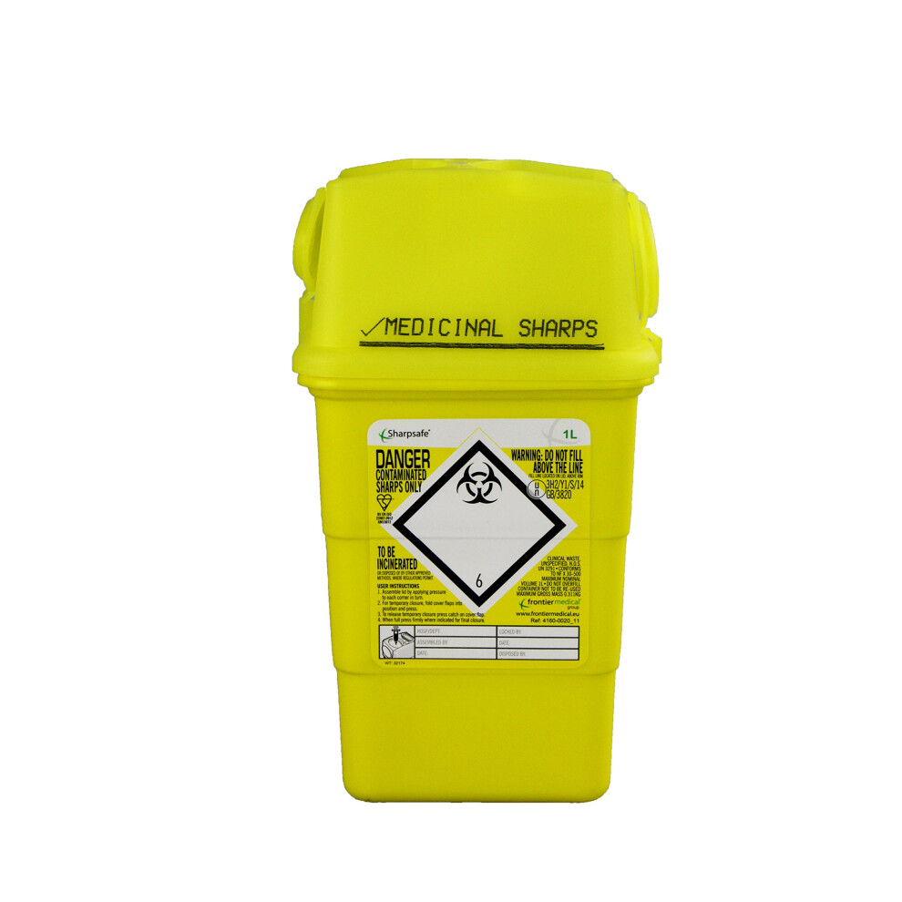 Frontier 41602430 Medical Sharps Disposal Bin/Box, 1 L