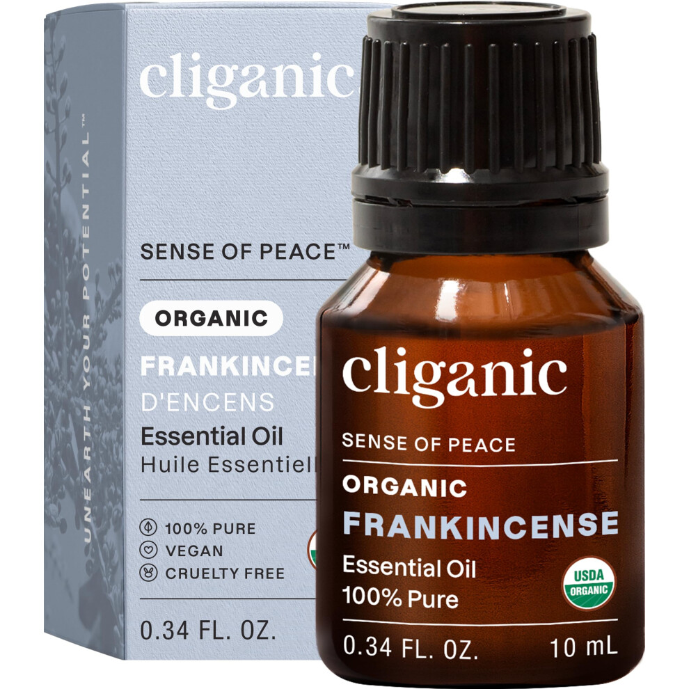 Cliganic Usda Organic Frankincense Essential Oil, 10Ml - 100% Pure Natural Undiluted, Therapeutic Grade For Aromatherapy | Premium Certifie