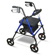 Aidapt Rollator 4 Wheel with Seat,Lightweight,Padded Backrest,Height Adjustable,Ergonomic Handle Brakes,Shopping Bag,8" Puncture P