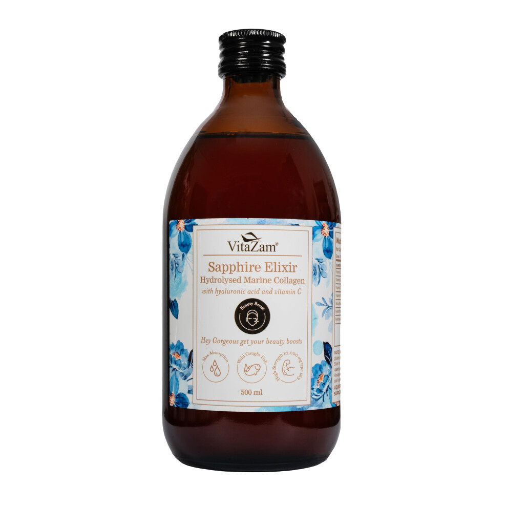 Photos - Vitamins & Minerals Sapphire Elixir: Marine Collagen Liquid 10000mg with Hyaluronic Acid, Biotin, Silica, Vitamin B, C, D3, Sugar-Free for Skin,