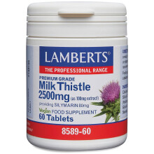 Lamberts Milk Thistle 2500mg – High Strength Herbal Extract Standardised to 80% Silymarin – 60 Tablets – Vegan-Friendly
