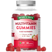 Adult Multivitamin Gummies | 60 Count | 14 Key Nutrients | Natural Strawberry Flavour | Vegan Supplement for Men & Women | Nature'