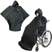 Waterproof Windproof Winter Wheelchair Full Body Warm Blanket, Fleece Lined Wheelchair Cosy Cover with Hood Rain Coat Poncho Cover
