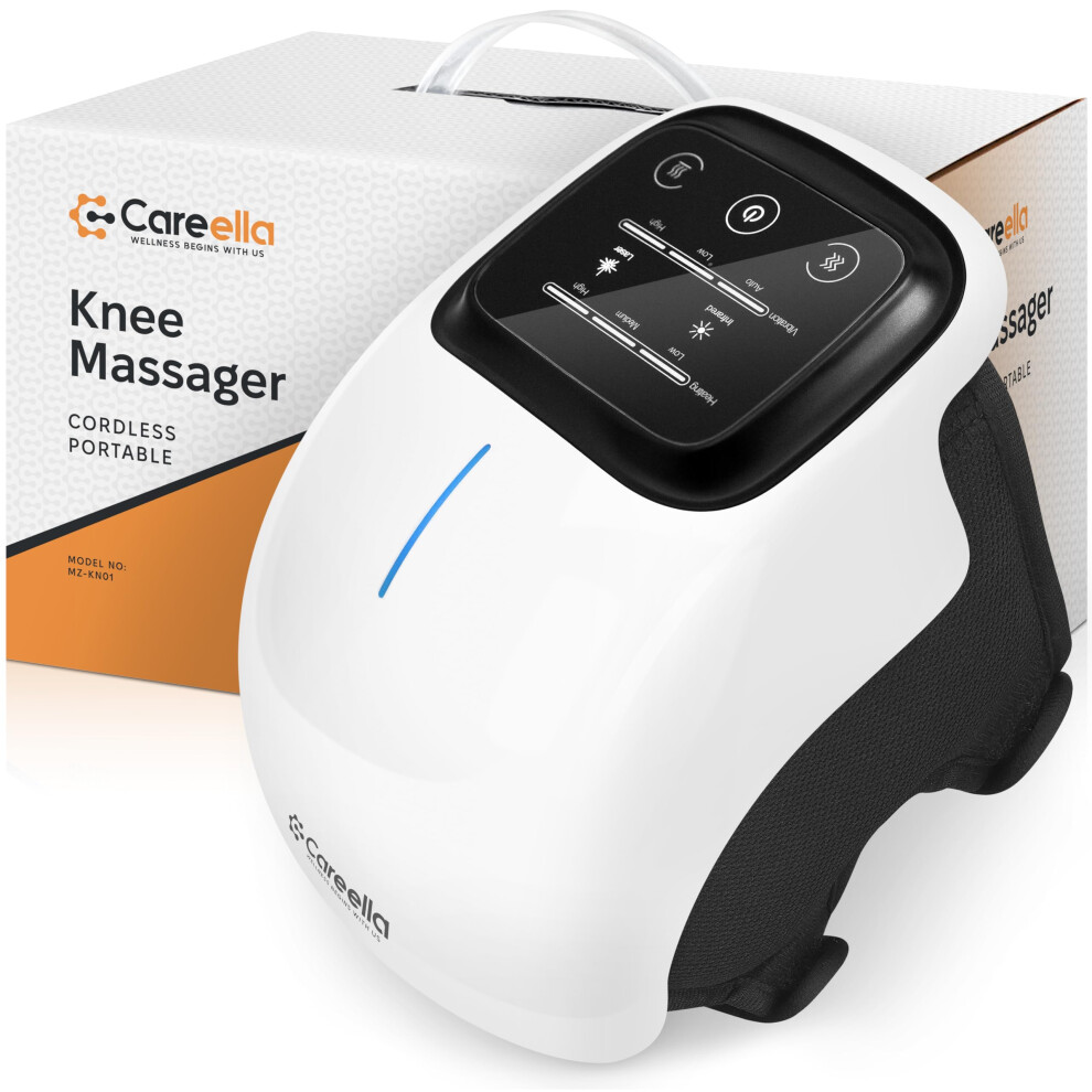 Careella Light Wireless Knee Massager Â Heated, Rechargeable, Adjustable Brace With Smart Vibration, & Gentle Â Cordless Comfort D