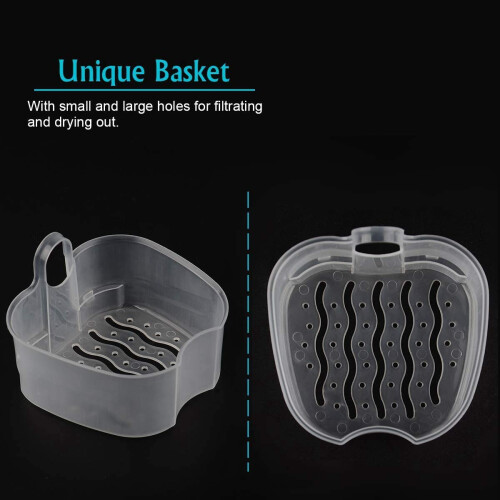 Denture Case, Denture Cup with Strainer, Denture Bath Box Teeth Storage Box with Basket Net Container Holder for Travel 1