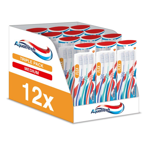Aquafresh Toothbrush, Flex Medium Three Pack