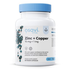 Osavi Zinc + Copper, 15 mg + 1 mg – 60 Vegan Capsules | Organic Zinc Chelate & Cupric Citrate | Supports Immune System & Protects