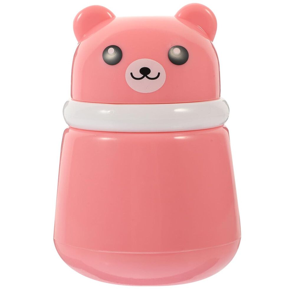 Baby Powder Puff With Soft Sponge Applicator, Dustproof Travelfriendly Bear Container 10X7cm Pink
