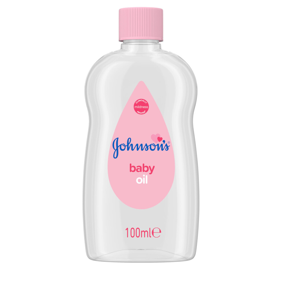 Johnson's Baby Oil (1 X 100Ml), Gently Hydrates Delicate Skin, Locks In Moisture, Hypoallergenic Baby Oil Free From Dyes, Parabens, Phthalates And Al