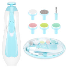 Qunlions life Baby Electric Nail File, 8 in 1 Safe Baby Nail Trimmer, Baby Nail Clippers with 6 Grinding Heads and Light, Baby Nail Care Kit for All