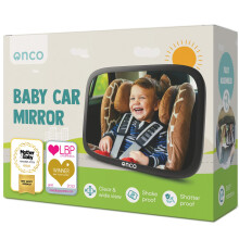 Onco Baby Car Mirror - 100% Shatterproof & Shakeproof, Award-Winning Car Mirror Baby Rear View, Non-Slip with 360 Rotation, Newborn Essentials